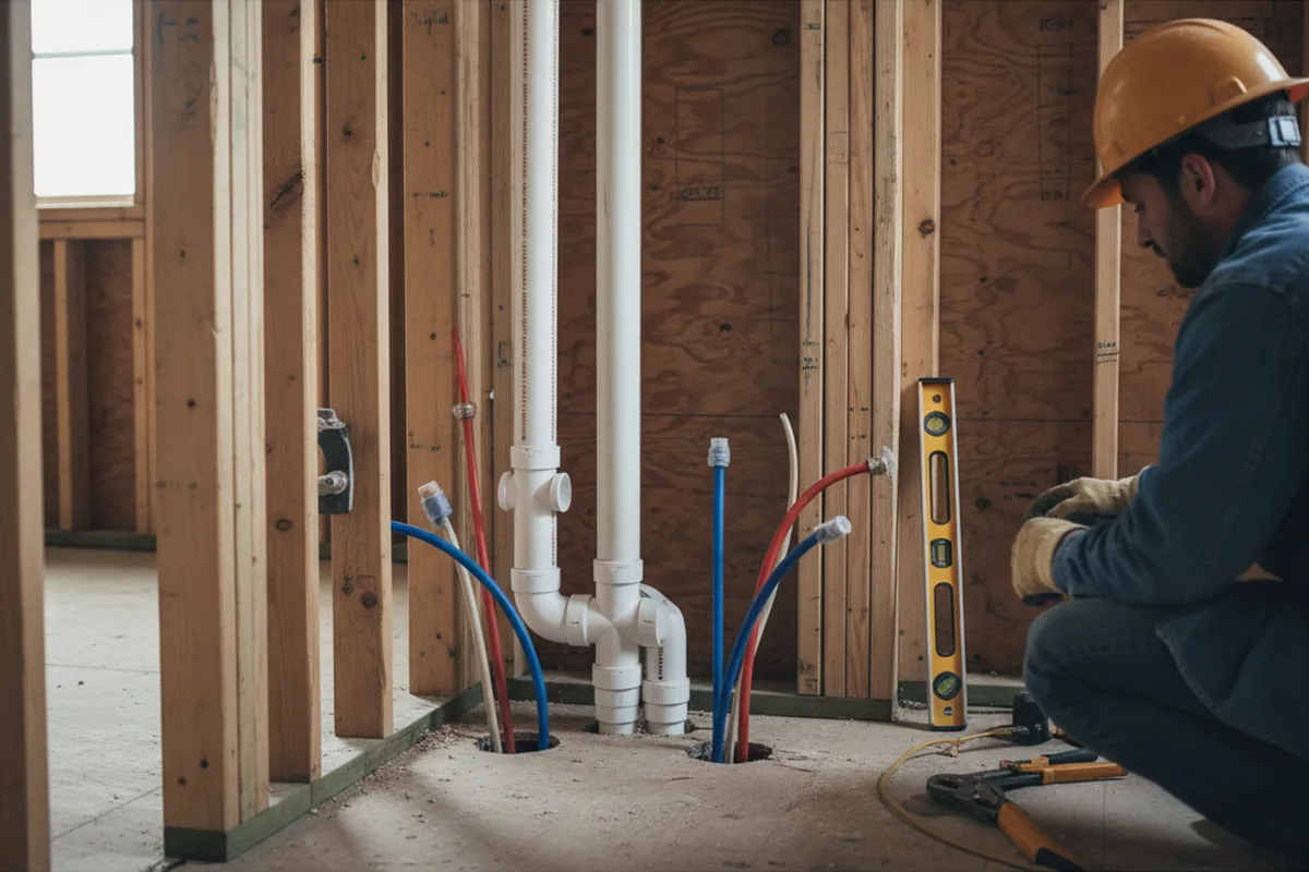 Drain and supply rough-in during Leak Detection in Point Reyes Station
